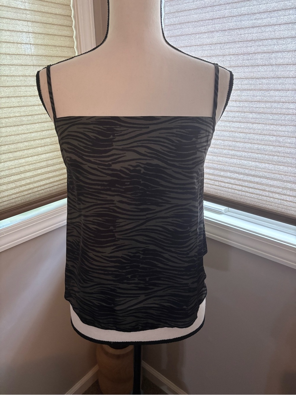 Black Zebra-Print Square Neck Cami Top